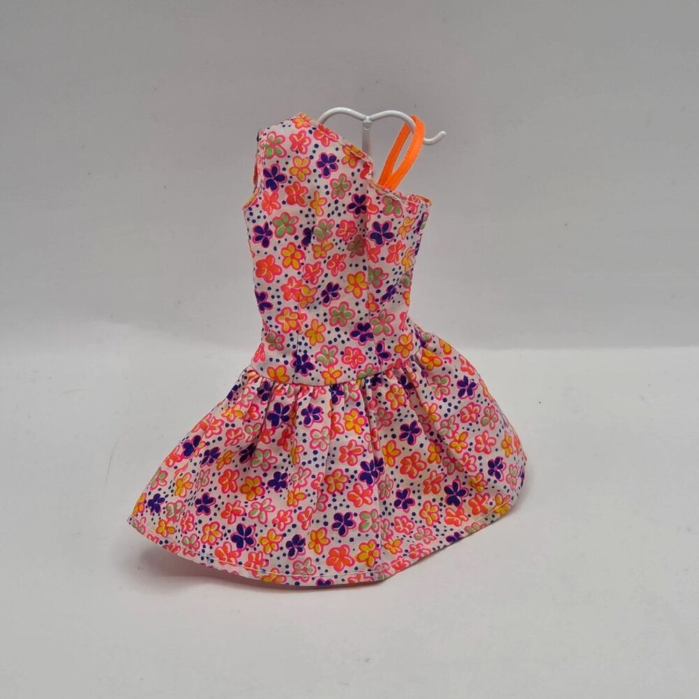 Barbie Floral Dress One-Shoulder Pink & Orange Pattern